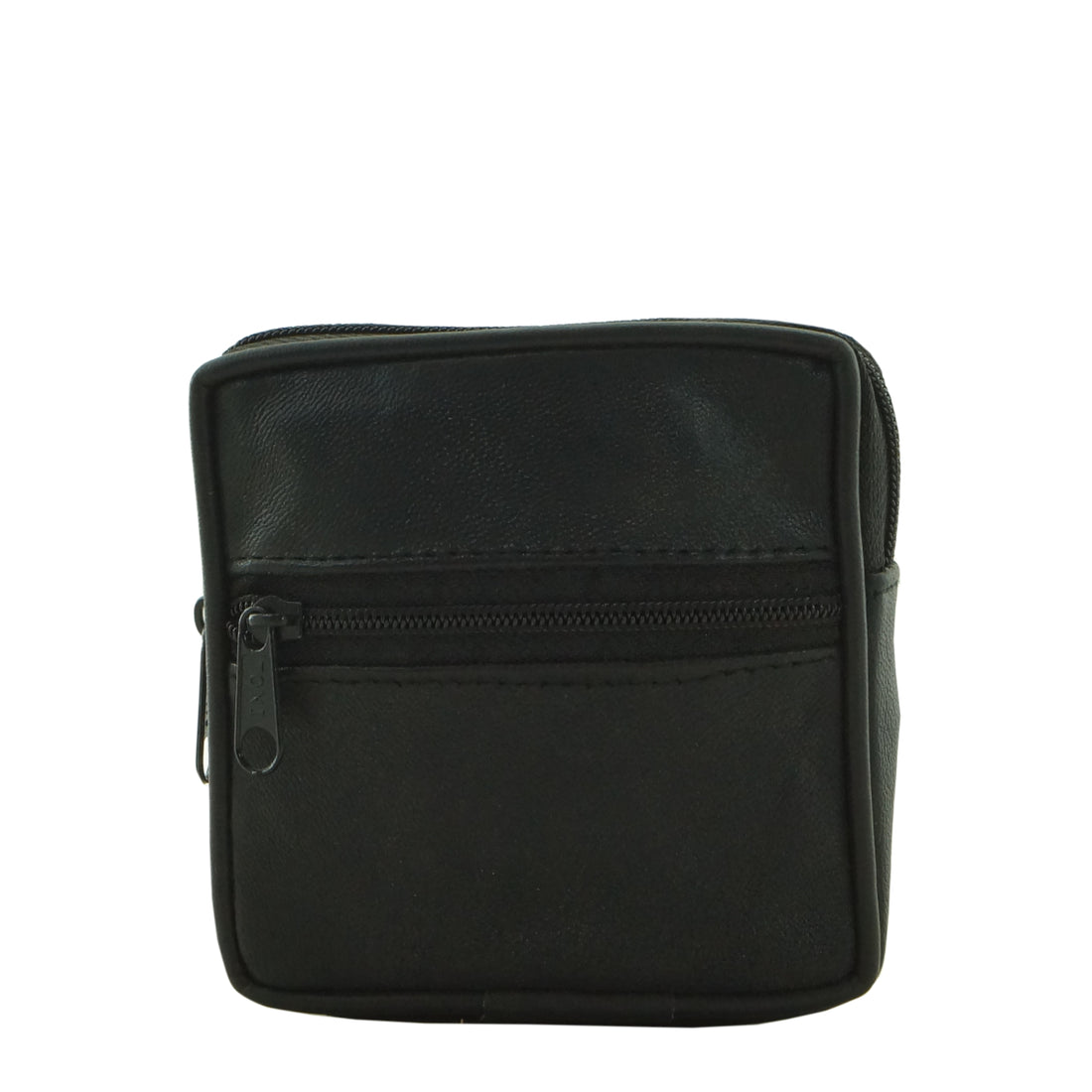 Black mini leather coin pocket front view