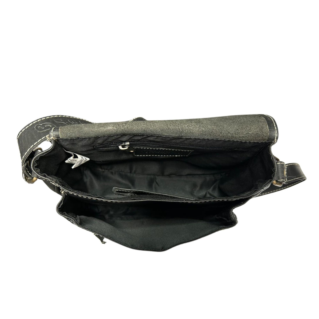 Black small leather bag front view