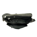 Black small leather bag inside view