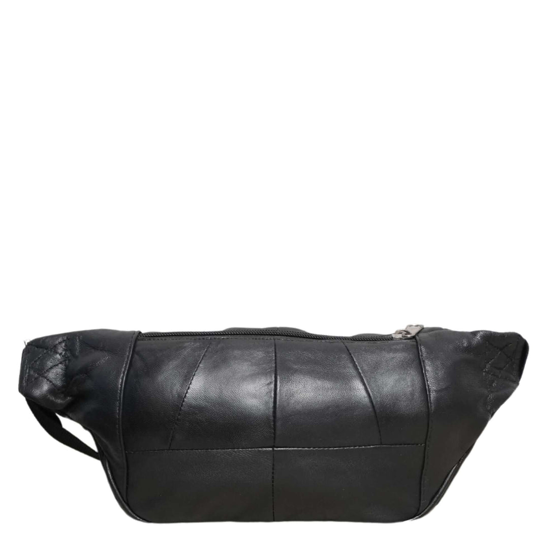  Black Sheepskin Leather Bumbag Front View