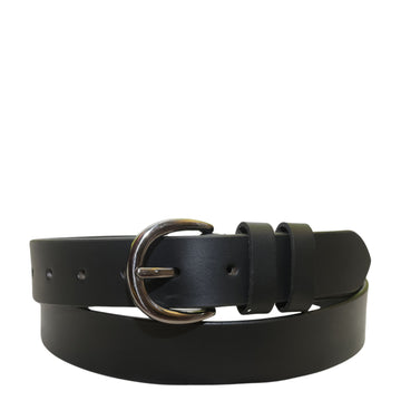 Black Double Loop Leather Belt. 38mm width.