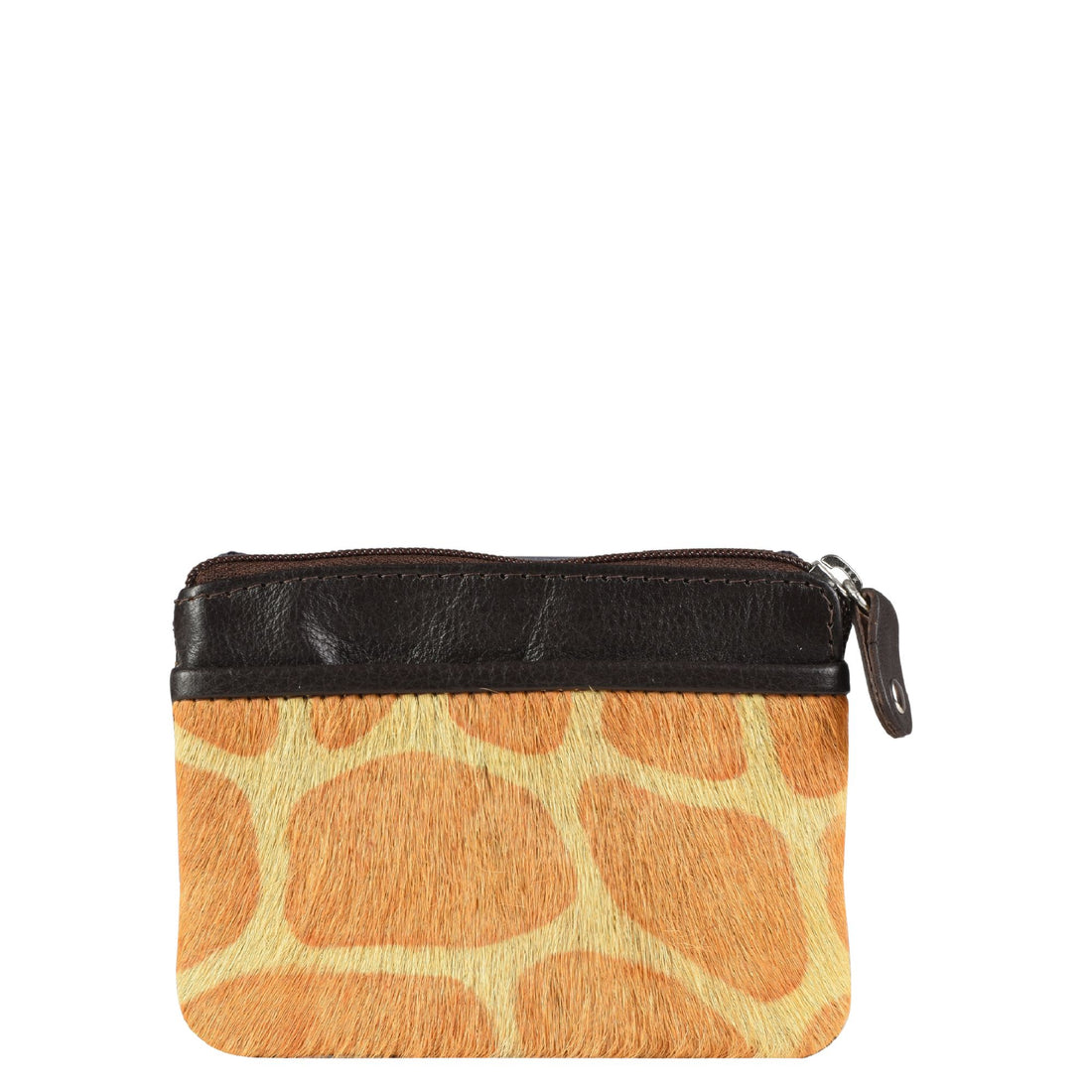 Giraffe print cowhide leather mini coin purse frontside