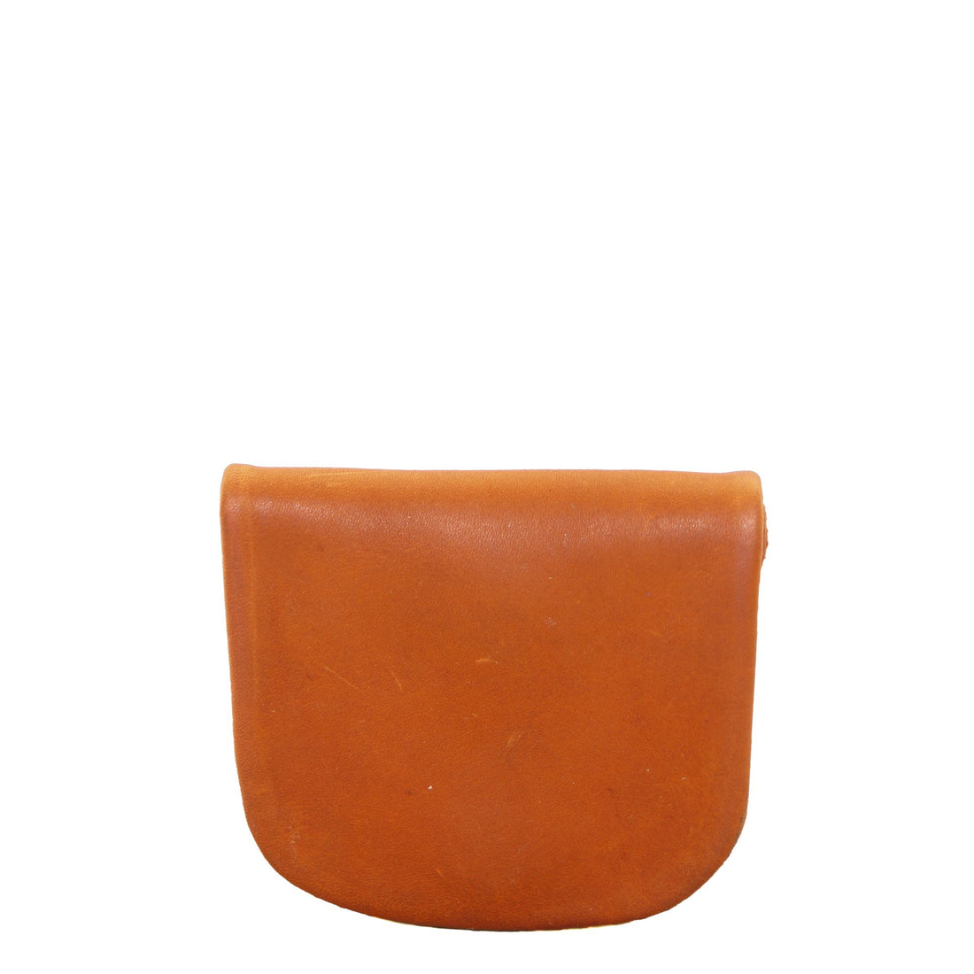 Orange mini leather coin pouch