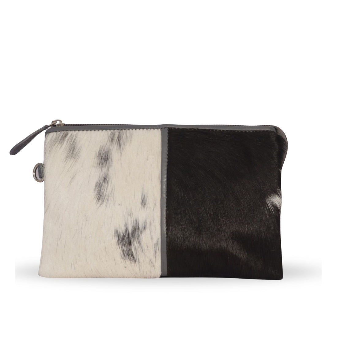 Grey cowhide leather small crossbody bag front view