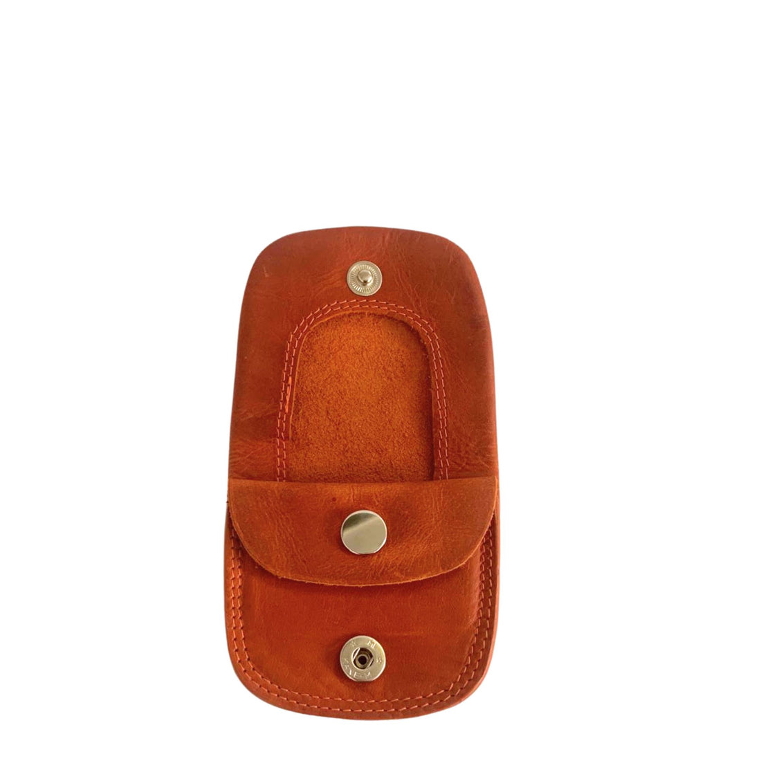 Orange mini leather coin pouch