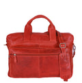 Red leather laptop bag large front view