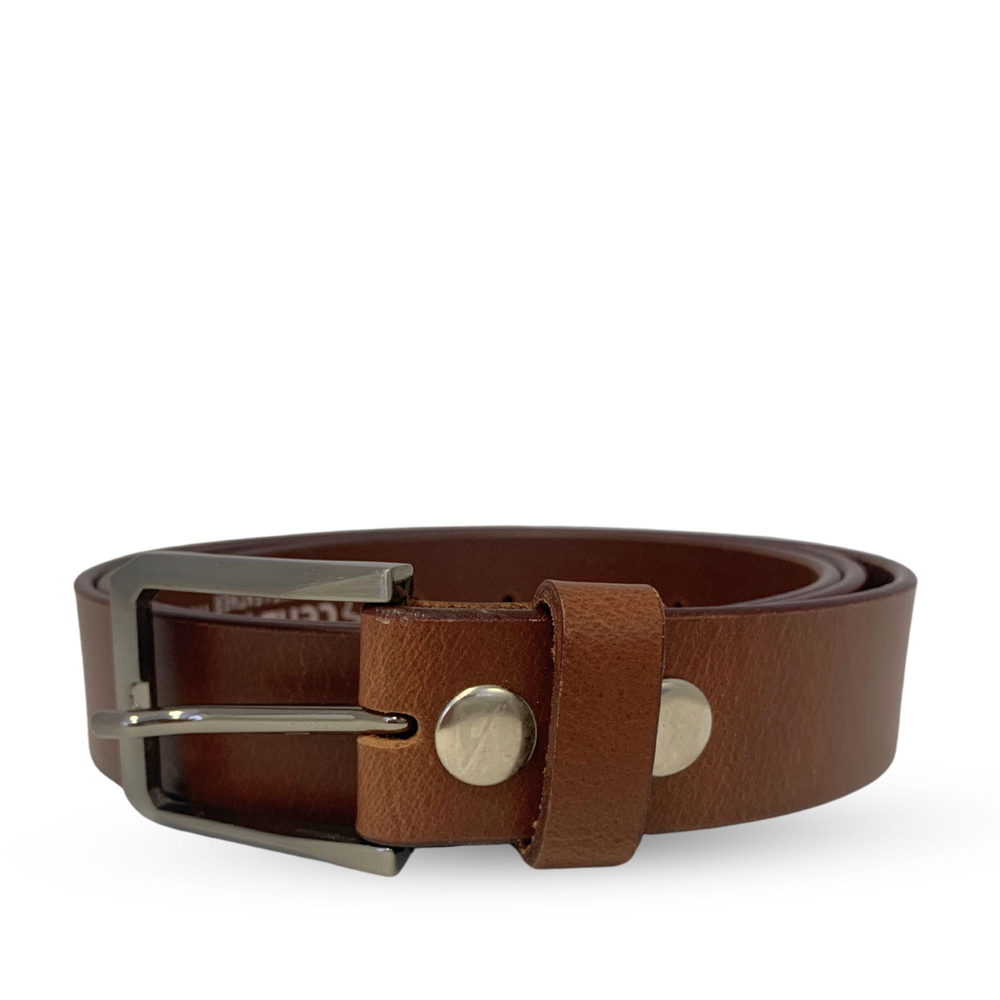 Tan Replaceable Square Buckle Leather Belt.