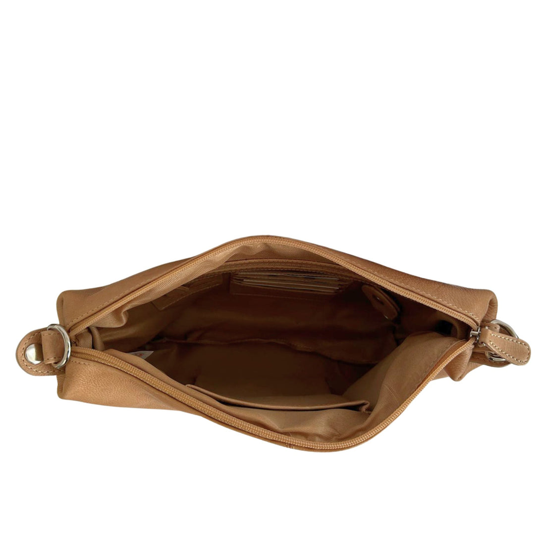 Camel leather medium crossbody bag