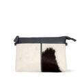 Grey cowhide leather small crossbody bag front view