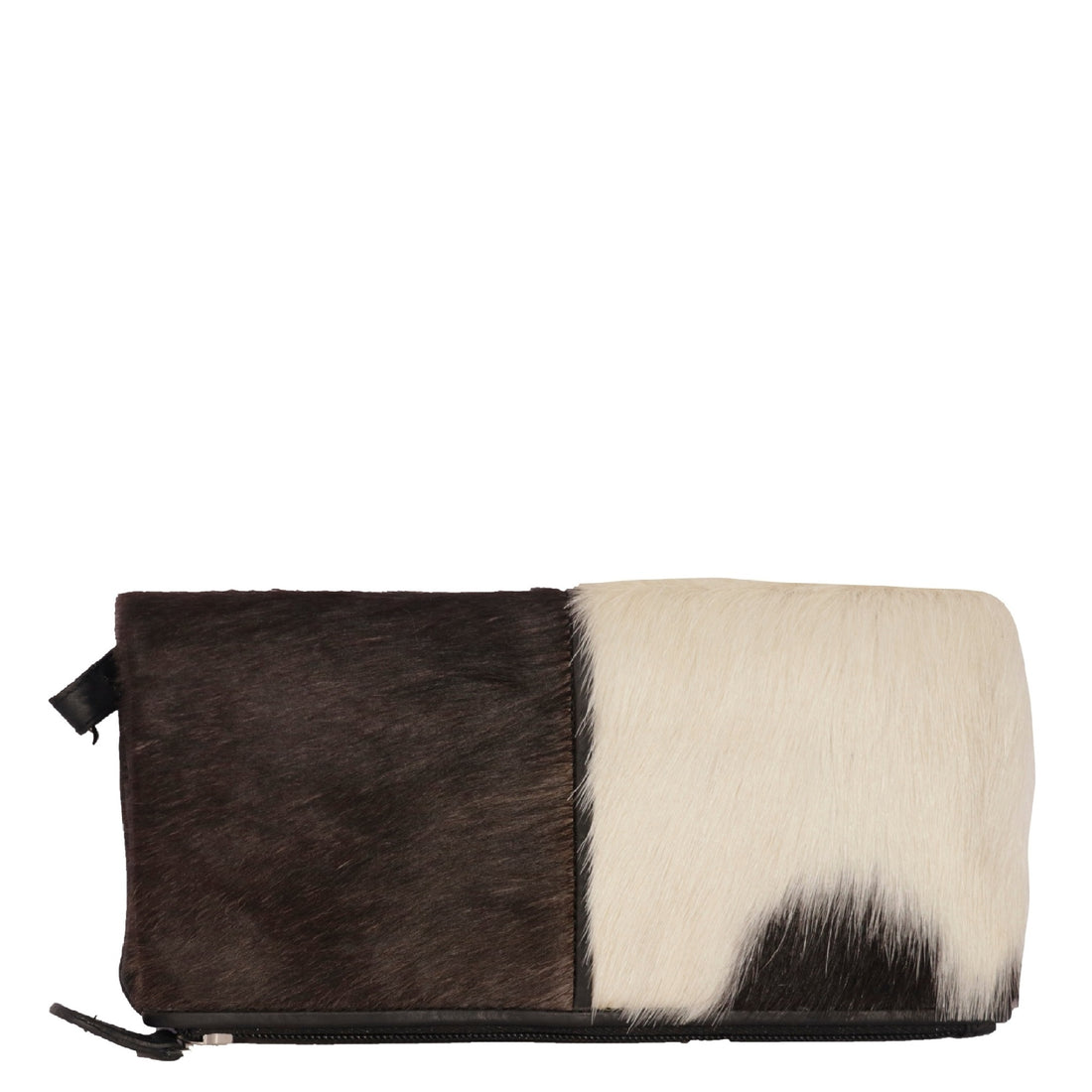 Black cowhide ladies purse frontside view