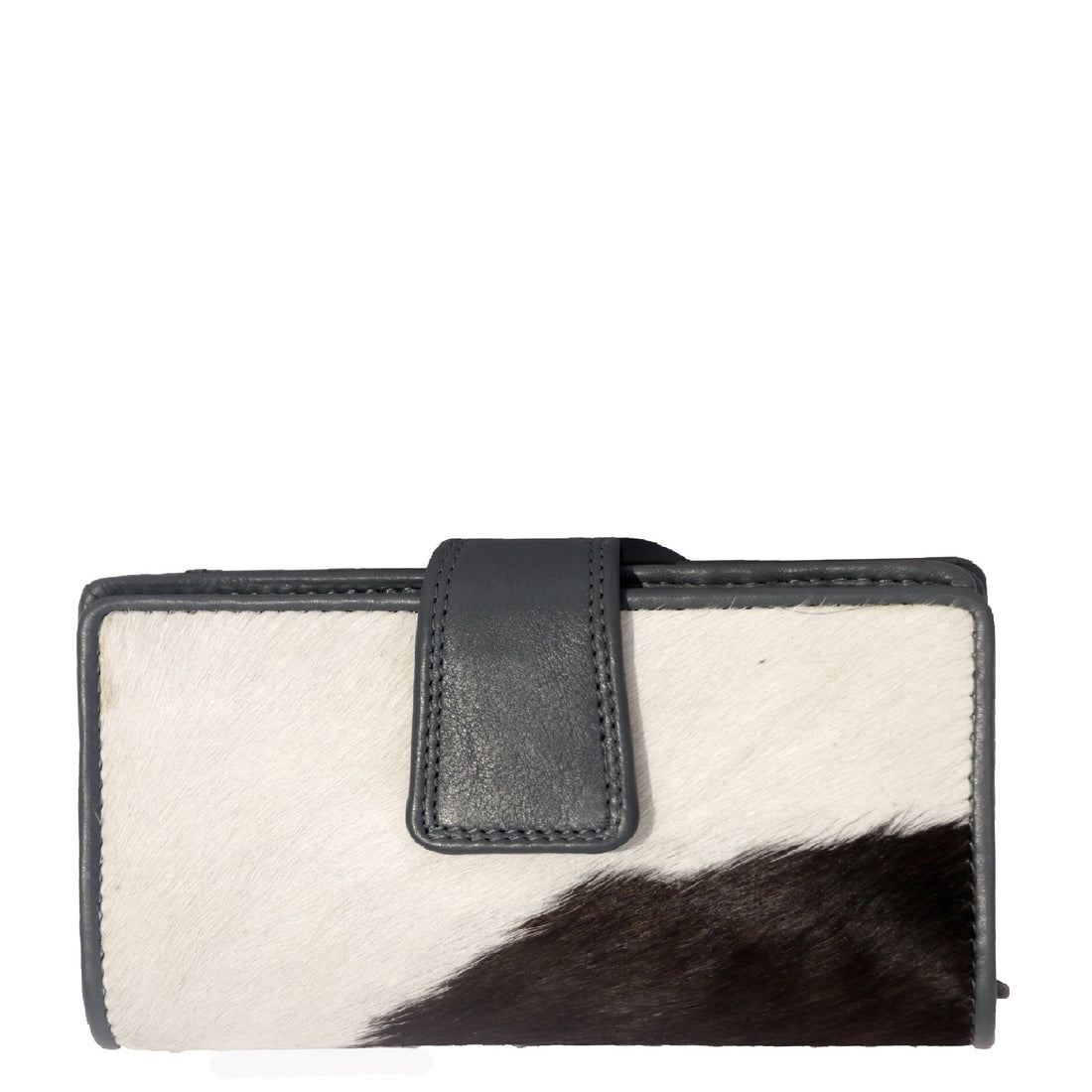 Grey cowhide ladies wallet front view