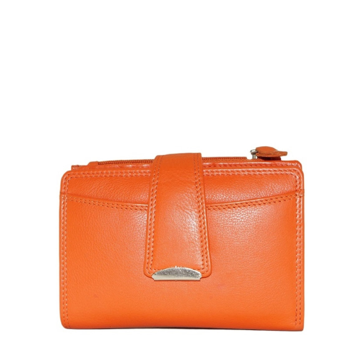 Orange ladies leather wallet frontside view