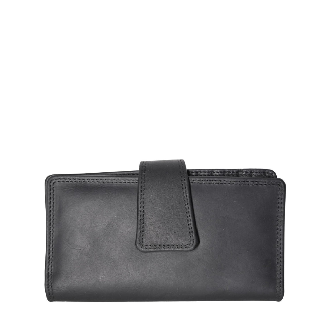 Black leather wallet front view