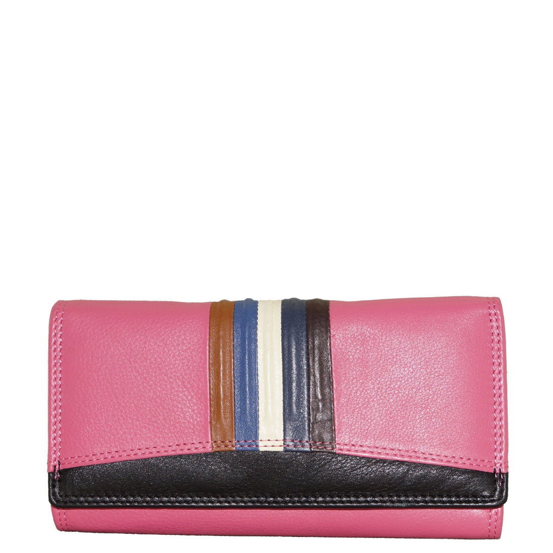 Hotpink leather ladies long wallet front view