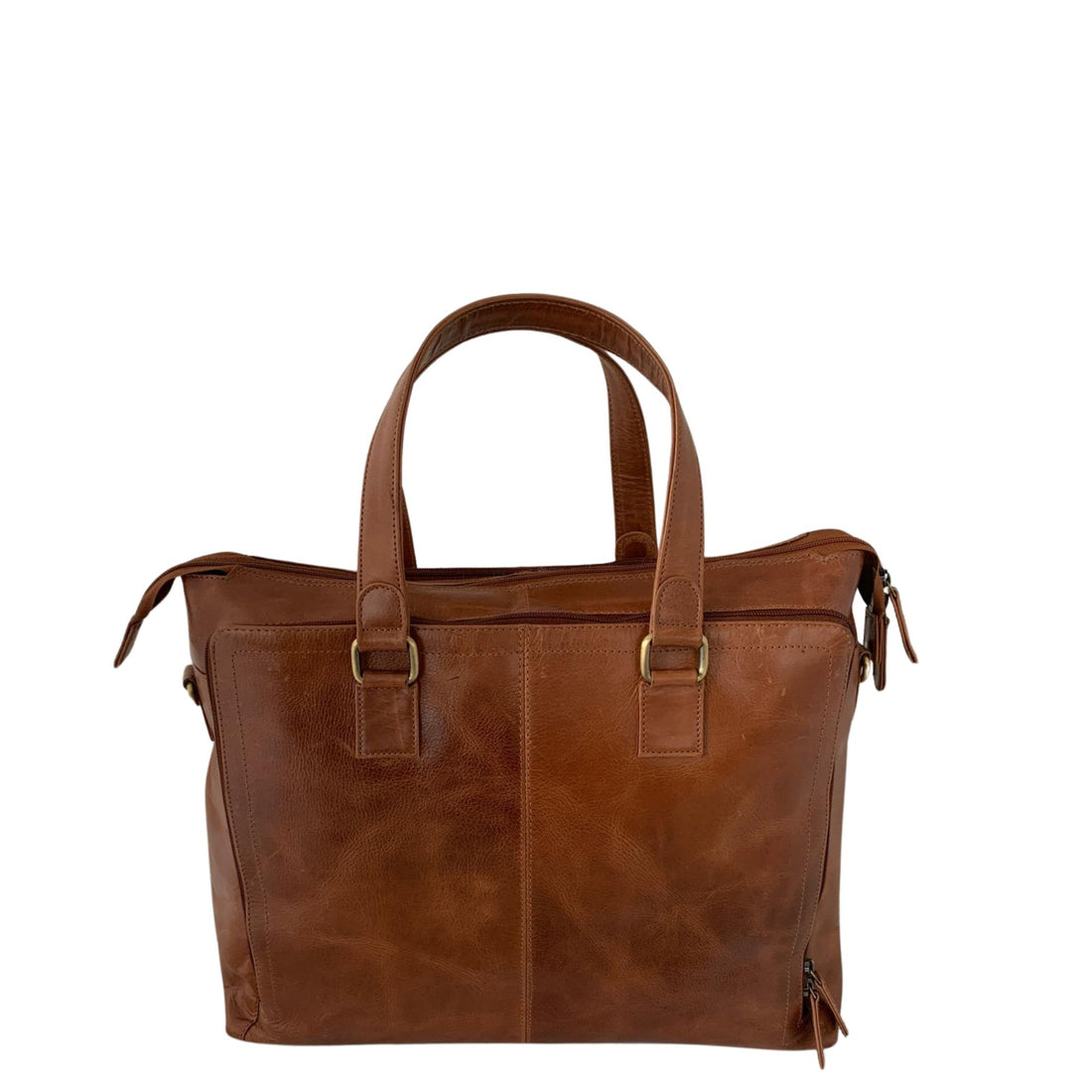 Tan leather bag frontside