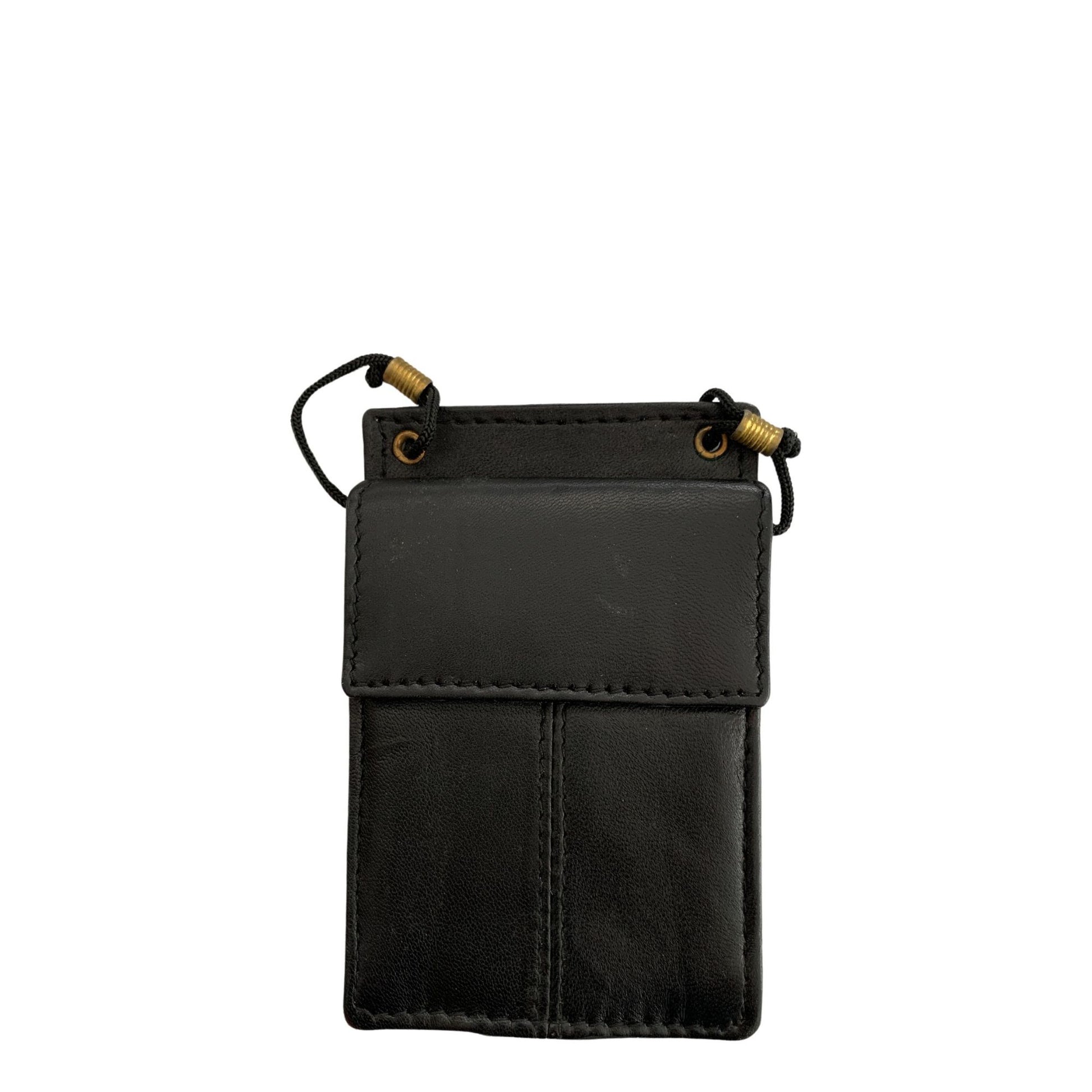 Black leather card holder backview pocket