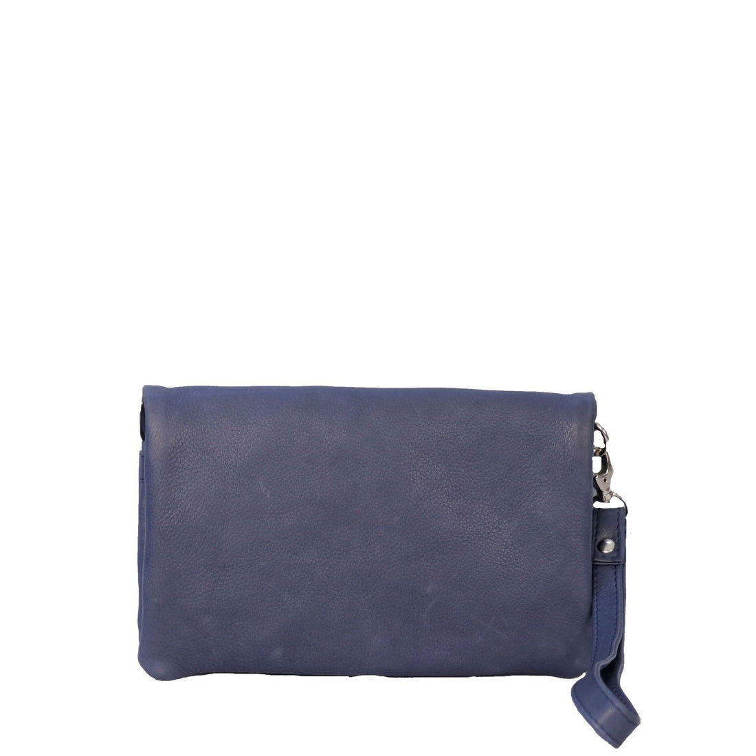 Navy leather small purse crossbody bag front view